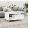 Image de Table Basse, Table d'Appoint avec Tiroir, Bout de Canapé avec Pieds, Meuble de Rangement Salle de Séjour, Moderne, Blanc Bois d'Ingénierie