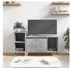 Image de Meuble TV, Armoire de Télévision avec 5 Compartiments, Meuble Télé avec Portes Salon Salle de Séjour, Moderne, Gris Béton Bois d'Ingénierie 831312