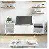 Image de Meuble TV, Armoire de Télévision avec 6 Compartiments, Meuble Télé avec Portes Salon Salle de Séjour, Moderne, Blanc Bois d'Ingénierie
