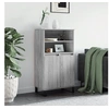 Image de Buffet Haut, Armoire avec 6 Compartiments et Portes, Meuble de Rangement avec Pieds Salle de Séjour, Industriel, Maison Sonoma Gris Bois d'Ingénierie