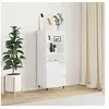 Image de Buffet Haut, Armoire avec 3 Compartiments et 2 Tiroirs, Meuble de Rangement avec Pieds Salle de Séjour, Industriel, Blanc Bois d'Ingénierie