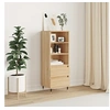 Image de Buffet Haut, Armoire avec 3 Compartiments et 2 Tiroirs, Meuble de Rangement avec Pieds Salle de Séjour, Industriel, Chêne Sonoma Bois d'Ingénierie