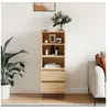 Image de Buffet Haut, Armoire avec 3 Compartiments et 2 Tiroirs, Meuble de Rangement avec Pieds Salle de Séjour, Industriel, Chêne Sonoma Bois d'Ingénierie