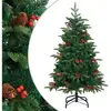 Image de Sapin de Noël Artificiel avec Pommes de Pin et Baies, Arbre de Noël avec Support, Décoration de Fête Vacance Maison Intérieur, 150 cm