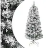 Image de Sapin de Noël Artificiel à Charnières avec Neige Floquée, Arbre de Noël avec Support, Décoration de Fête Vacance Maison Intérieur, 150 cm