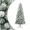 Image de Sapin de Noël Artificiel à Charnières avec Neige Floquée, Arbre de Noël avec Support, Décoration de Fête Vacance Maison Intérieur, 240 cm