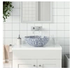 Image de Opzetwasbak rond Î¦41x14 cm keramiek wit en blauw155050