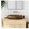 Image de Vasque à Poser, Evier de Salle de Bain avec Trou de Vidange, Lavabo avec Motifs Toilette Salle d'Eau, Marron Ovale 155084