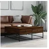 Image de Table basse chêne marron 100x99x40 cm bois d'ingénierie 835298