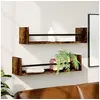 Image de Etagères murales avec barres 2 pcs chêne fumé 60x16x14 cm 835436