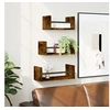Image de Ensemble d'Etagères Murales et Barres 3 pcs, Tablettes Suspendues avec Rangement, Ensemble de Meubles Flottants Salon, Moderne, Chêne Fumé