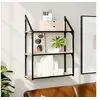 Image de Etagère Murale 3 Niveaux, Bibliothèque Suspendue, Armoire à Livres Flottante, Meuble de Rangement Salon Bureau Maison Intérieur, Moderne, Chêne