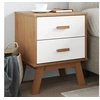 Image de Table de chevet OLDEN blanc et marron bois de pin solide 358584