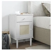 Image de Table de chevet SENJA aspect de rotin blanc bois de pin massif