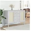 Image de Buffet SENJA aspect rotin blanc 112x40x80cm bois massif de pin