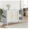 Image de Buffet SENJA aspect rotin blanc 112x40x80cm bois massif de pin 358029
