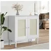 Image de Buffet SENJA aspect rotin blanc 80x35x80 cm bois massif de pin358032