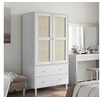 Image de Garde-robe, Armoire avec 2 Tiroirs et 4 Compartiments, Placard avec Porte, Meuble de Rangement, Aspect Rotin Blanc Bois Massif Pin 358035