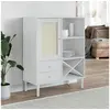 Image de Buffet SENJA aspect rotin blanc 90x40x112cm bois massif de pin 358053