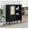 Image de Buffet SENJA aspect rotin noir 90x40x112cm bois massif de pin 358054