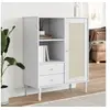 Image de Buffet SENJA aspect rotin blanc 90x40x112cm bois massif de pin 358056