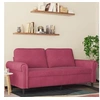 Image de Canapé à 2 places Rouge bordeaux 140 cm Velours