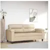 Image de Canapé à 2 places Crème 140 cm Tissu microfibre