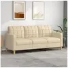 Image de Canapé à 3 places Crème 180 cm Tissu