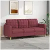Image de Canapé à 3 places Rouge bordeaux 180 cm Tissu