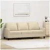 Image de Canapé à 3 places Crème 180 cm Tissu
