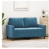 Image de Canape dangle droit fixe stable 2 places en Velours bleu