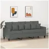 Image de Canapé à 3 places Gris foncé 180 cm Tissu