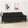 Image de Canapé à 3 places Noir 180 cm Tissu