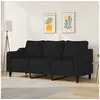 Image de Canapé à 3 places Noir 180 cm Tissu
