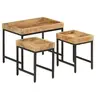 Image de Tables basses gigognes 3pcs bois de manguier massif brut et fer