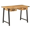 Image de Bureau - - Table d'Etude en Bois de Manguier Massif - 2 Tiroirs - 120x60 cm - Style Contemporain