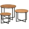 Image de Tables basses gigognes 3 pcs bois massif d'acacia et fer372742