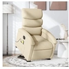 Image de Fauteuil de relaxation, massage, inclinable électrique réglable tissu crème