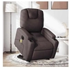 Image de Fauteuil de relaxation, massage, inclinable électrique réglable tissu marron foncé