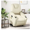 Image de Fauteuil de relaxation, massage, inclinable électrique similicuir crème