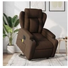 Image de Fauteuil de relaxation, massage, inclinable électrique réglable tissu marron