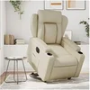 Image de Fauteuil inclinable électrique crème similicuir