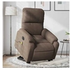 Image de Fauteuil de relaxation, massage, inclinable électrique réglable tissu microfibre marron