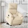 Image de Fauteuil de relaxation, massage, inclinable électrique tissu microfibre crème