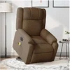 Image de Fauteuil de relaxation, massage, inclinable électrique réglable tissu marron