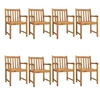 Image de Lot de 8 chaise en acacia non pliable exterieur H. 90 cm bois