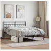 Image de Cadre de lit métal sans matelas avec tête de lit noir 140x190cm