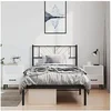 Image de Bedframe met hoofdbord metaal zwart 100x190 cm372173