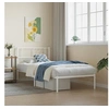 Image de Cadre de lit métal sans matelas avec tête de lit blanc 75x190cm, lit simple, meuble de chambre à coucher, lit 372218