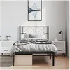 Image de Bedframe met hoofdbord metaal zwart 100x200 cm372272